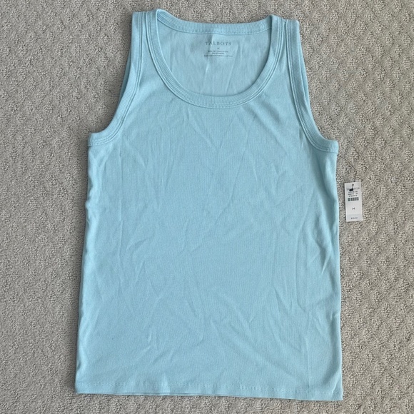 Talbots Ribbed Tank Top Blue Ice Size M NWT Wardrobe Staple Summer Classic Soft - Picture 2 of 11
